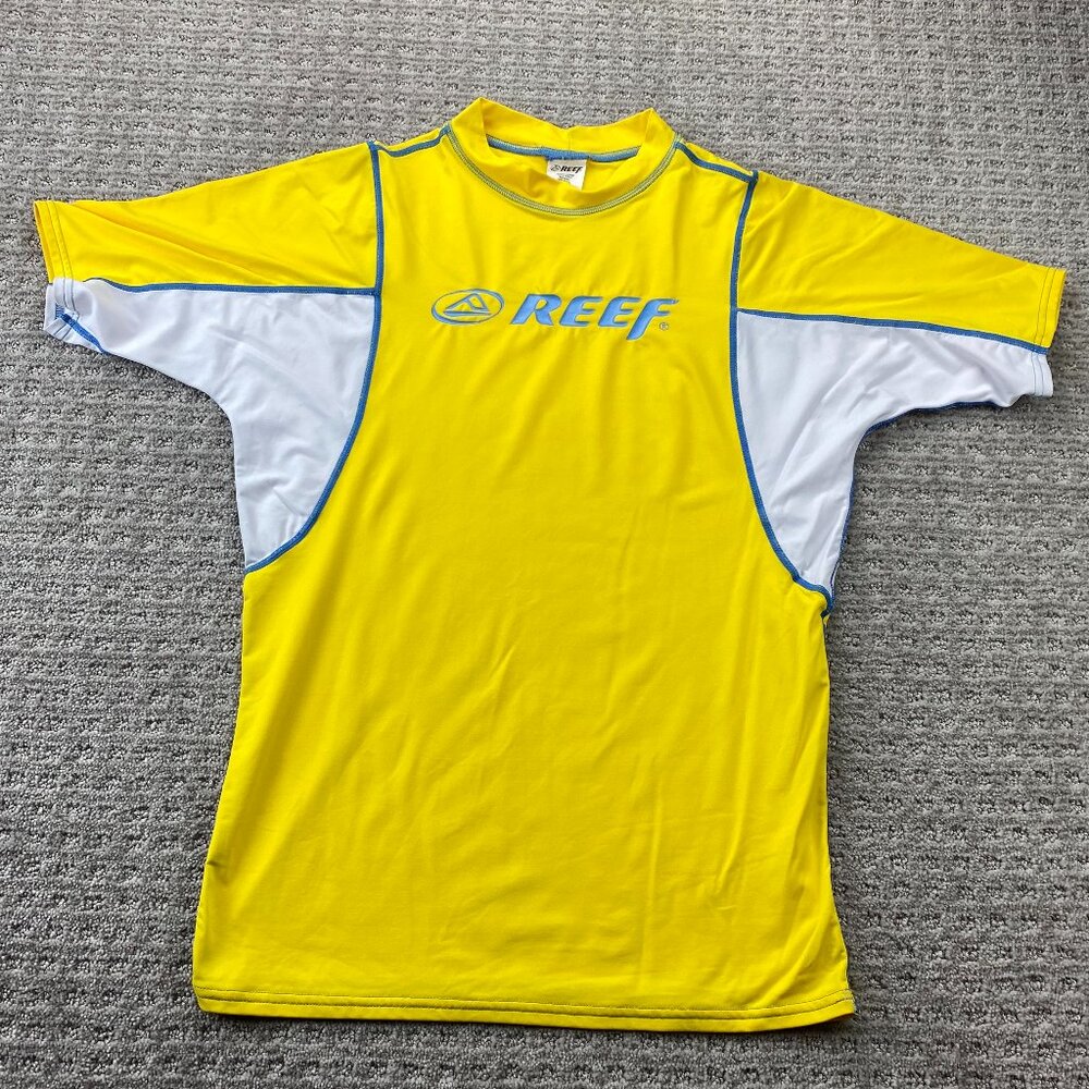 Reef Swim Shirt Men Extra Large XL Yellow White Bathing Wet Suit Stretch Nylon
